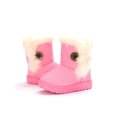 thumbnail image 3 of MAWCLOS Kids Winter Boot Mid Calf Warm Ankle Booties Plush Collar Fuzzy Snow Boots Button Travel Bootie Pink 7.5toddlers, 3 of 5