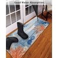 thumbnail image 3 of Ocean Corals Front Door Mat Summer Beach Coral Sea Stars Blue Wood Grain Welcome Doormat Indoor Outdoor Entrance Floor Mat Non-Slip Washable Runner Rug for Front Porch Decor 20x47 Inch, 3 of 6