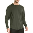 thumbnail image 1 of T-Shirts pour Homme Ourlet Courbe Doux Léger Manches Longues Décontracté Basique Vert Armée Hauts d'Automne Taille TTTG, 1 of 3