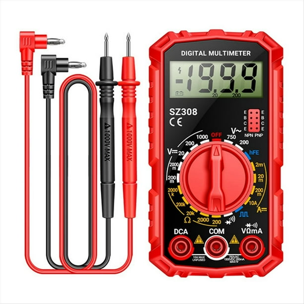 SZ308 Multímetro Digital Medidor de Resistencia Voltaje Corriente CA/CC Electricista Retroiluminación LCD Ohm Prueba Cuadrada A