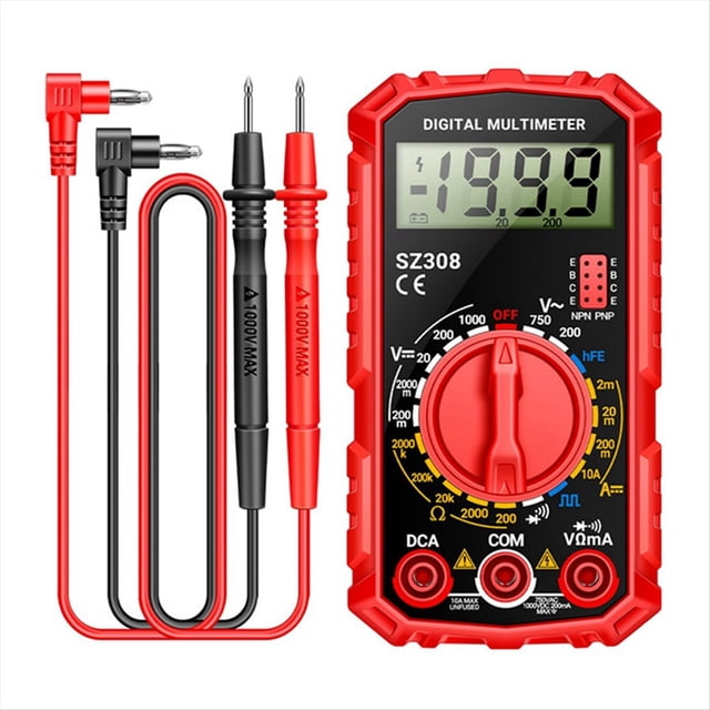 SZ308 Multímetro Digital Medidor de Resistencia Voltaje Corriente CA/CC Electricista Retroiluminación LCD Ohm Prueba Cuadrada A