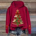 thumbnail image 2 of Womens Hooded Sweatshirts Xmas Tree Printed Loose Festive Christmas Hoodies Long Sleeve Graphic Pullover Tops (XL, Red), 2 of 4