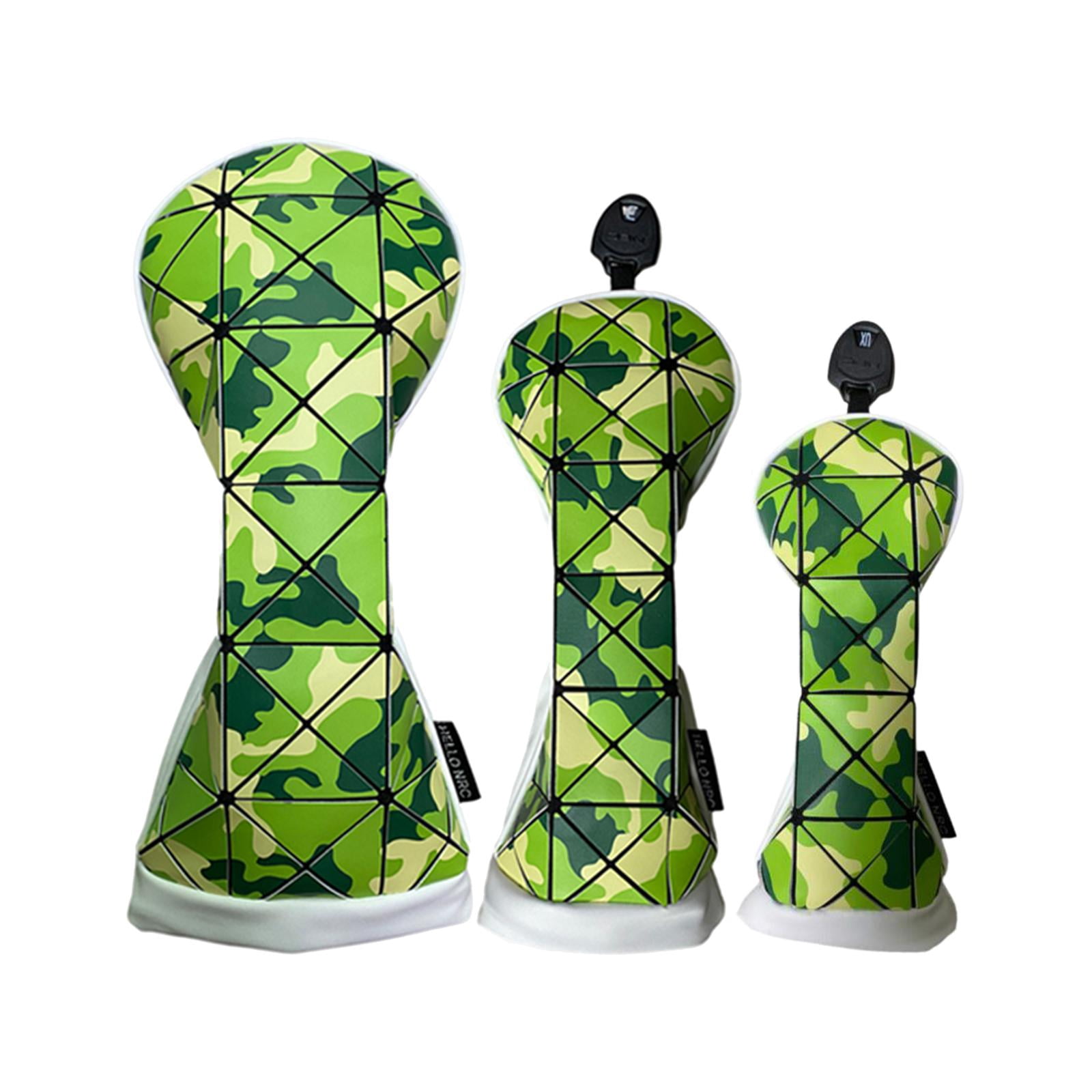 funtasica Golf Headcover Golf Club Head Covers PU Leather Long Neck Fairway Wood Cover Durable Golf Driver Head Covers Golfer Equipment 3pcs Green