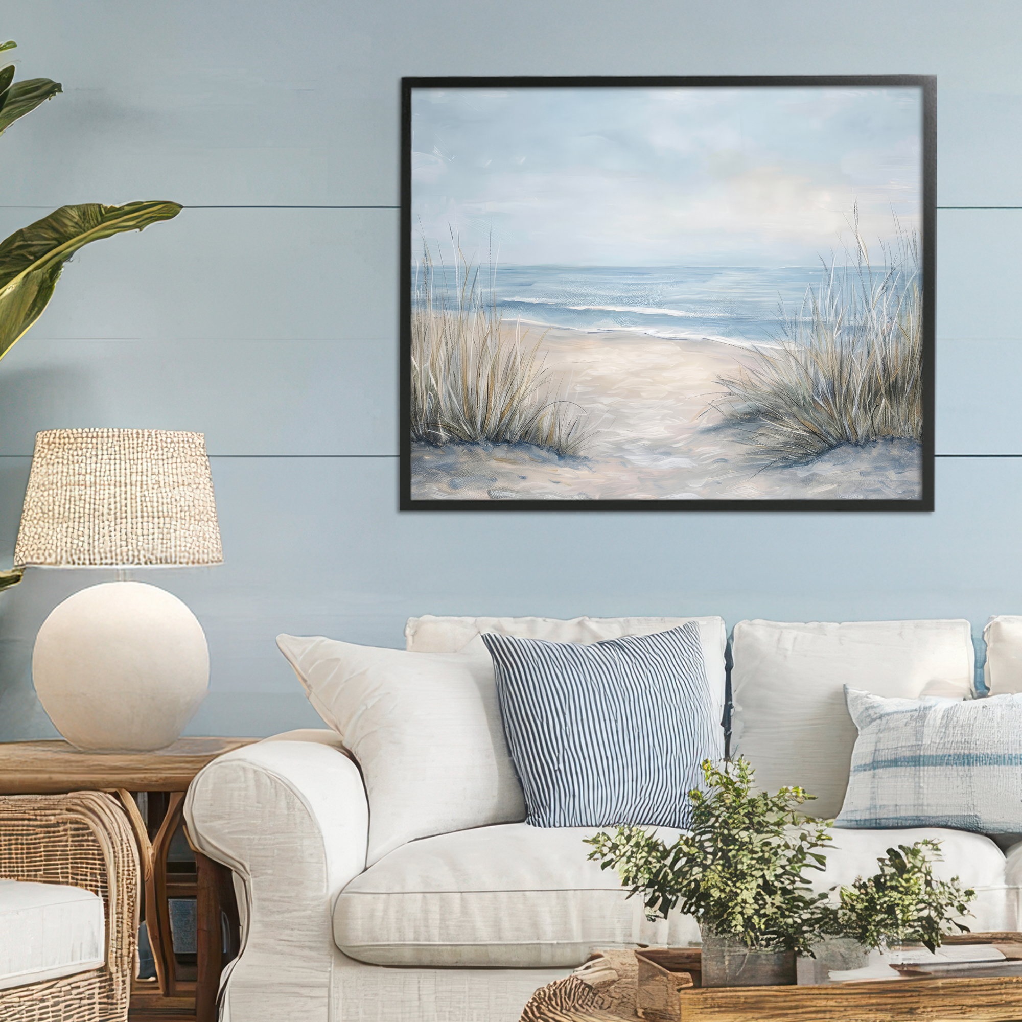 Stupell Industries To The Beach Tranquil Landscape Black Framed Giclee Art, design by Petal Prints Design