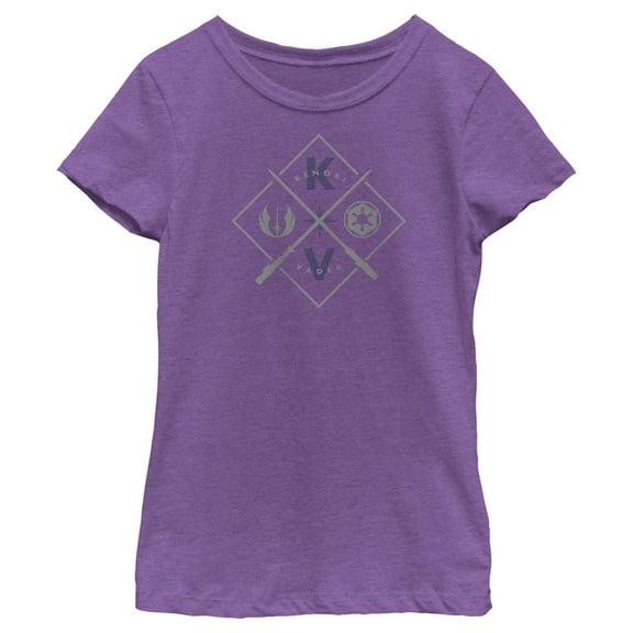 Girl's Star Wars: Obi-Wan Kenobi Vader vs Kenobi Crossed Lightsabers  Graphic Tee Purple Berry X Small