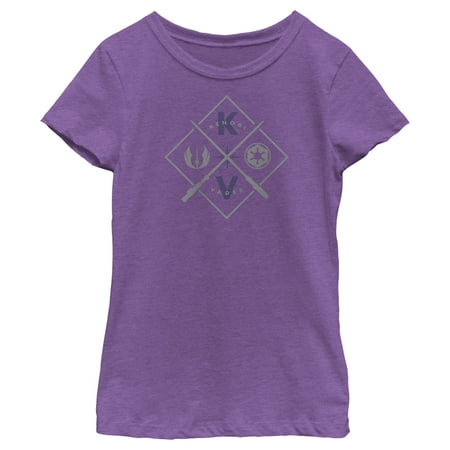 Girl s Star Wars: Obi-Wan Kenobi Vader vs Kenobi Crossed Lightsabers Graphic Tee Purple Berry Small