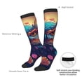 thumbnail image 4 of JUNZAN Fun Novelty Knee Warmer High Socks Colorful Feather Owl Design, 4 of 6