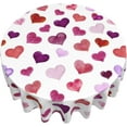 thumbnail image 3 of Valentines Tablecloth Round 70 Inch,Colorful Love Heart Table Cloth,Stain Resistance Polyester Memorial Day Table Covers for Kitchen Dining,Small Tablecloth for Parties Picnic, 3 of 6