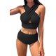 thumbnail image 1 of Trajes de baño de dos piezas para mujer, fruncido cruzado, talla S, 1 of 4