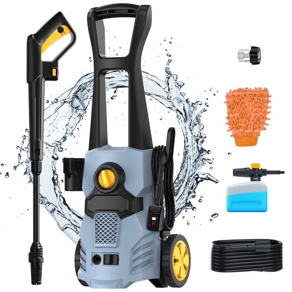 1500W Electric Pressure Washer, 4200PSI with Adjustable Nozzle Angle, Portable High Pressure Washer Cleaning Machine for Cars, Driveways, Fences, Patios, Home Cleaning - Gray