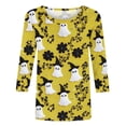 thumbnail image 4 of Plcasen Women Halloween Witch Hat Ghost Floral All Over Print Round Neck 3/4 Sleeve Loose Blouse Top, 4 of 4