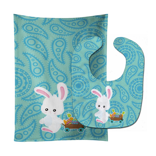 Babero y paño para eructar Caroline's Treasures Azul Paisley Grande BB6898STBU