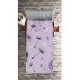 thumbnail image 2 of Ambesonne Dandelion Quilted Coverlet 2 Pcs, Botany Purple Tone, Twin Size, Lavender Dark Purple, 2 of 2