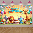 thumbnail image 5 of Animal Characters Banner Colorful Balloons Birthday Display Cartoon Style Bright Colors Animal Party Backdrop for Birthday Party Kids Gathering Photo Shoot, 5 of 9