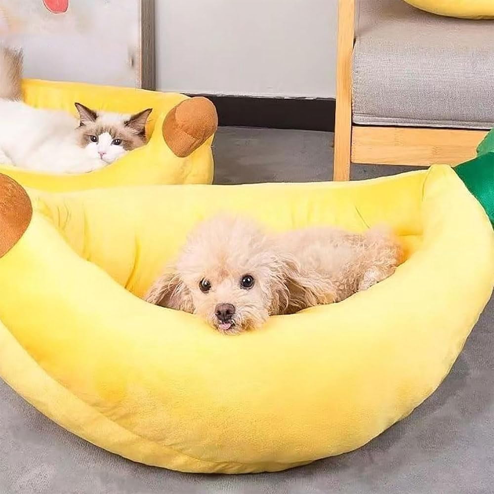 Banana Bed for Dogs, Banana Dog Bed, Pet Nest Cute Soft Washable Bananas Pet Beds with Removable Cushion