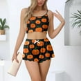 thumbnail image 5 of WTOBBY Women's Retro Floral Halloween Pajama Set Sleeveless Vest with Adjustable Straps & Matching Shorts Breathable Sleepwear Two-Piece Set for Women Lounge Wear,Ginger S, 5 of 5
