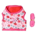 thumbnail image 1 of Arnés de conejo rosa con estampado de fresas, suave y transpirable, con correa y cuerda de remolque para hámster (talla M), 1 of 14