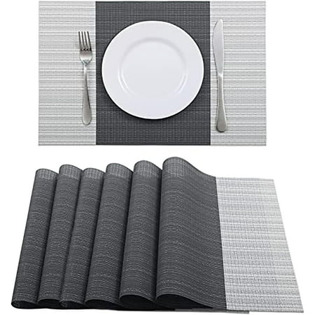 

Auto Beyond 6Pcs PVC Placemats Woven Vinyl Plastic Place Mats for Dining Table Heat Resistant Non-Slip Washable Table Mats for Indoor/Outdoor