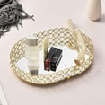 thumbnail image 4 of WLPZXP Gold Mirrored Crystal Vanity Makeup Tray Cosmetic Perfume Bottle Tray L L, 4 of 8