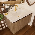 thumbnail image 6 of Demi Bonn 30 Inch Bathroom Vanity Cabinet with Ceramic Sink - Walnut wall - mounted, floating fluted, drawers, modern & stylish., 6 of 8
