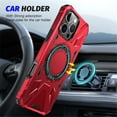 thumbnail image 2 of Case for iPhone 15 Pro 6.1" with 360° Spin Magnetic Stand Ring Holder, Compatible with MagSafe, 16FT Mil-Grade Shockproof Dropproof Tough Rugged Protective Case Cover,Red,For iPhone 15 Pro, 2 of 8
