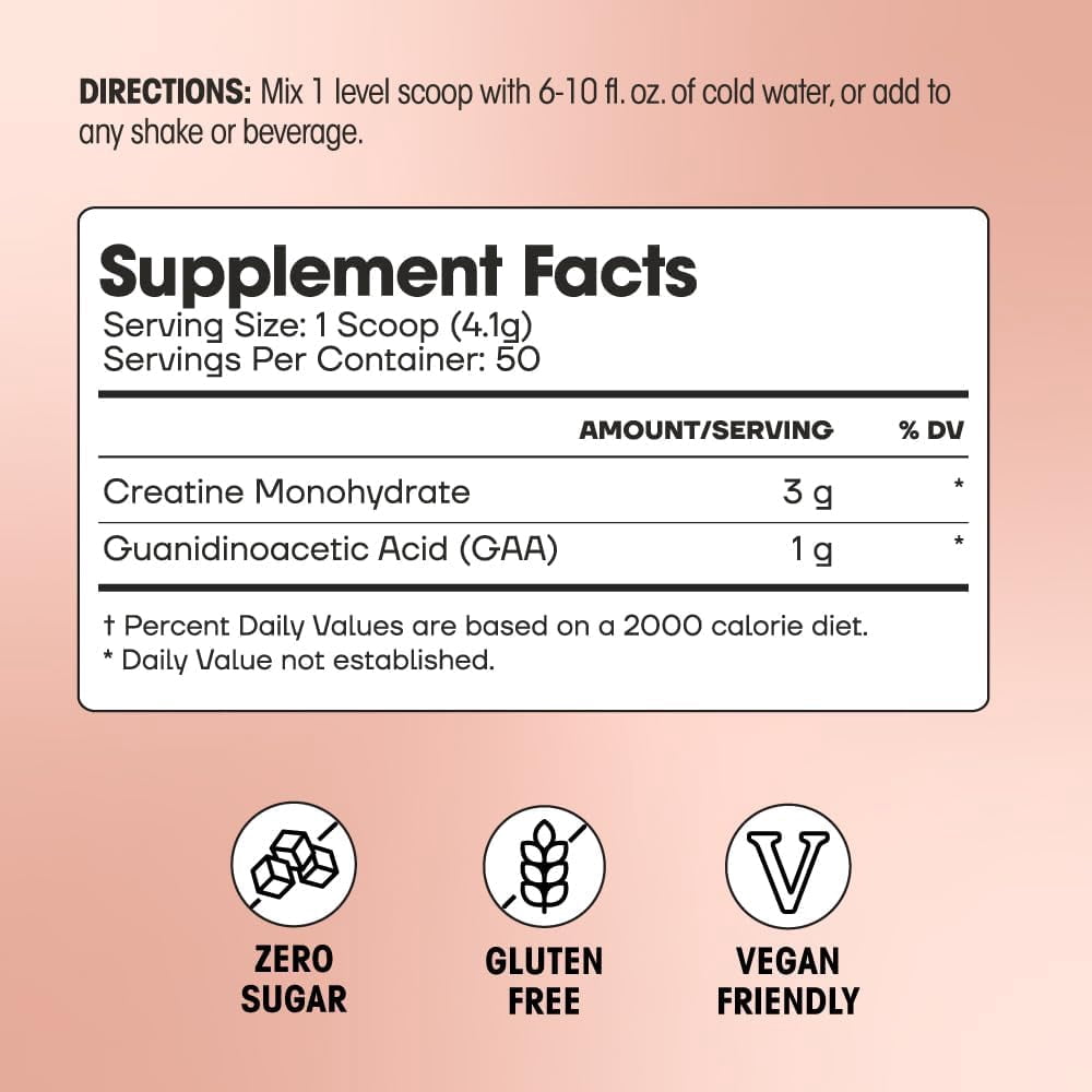 Fit & Lean Creatine Powder For Women, Unflavored, 30 Servings, 7.2 oz
