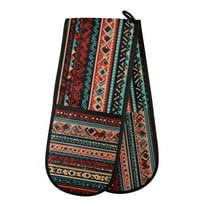 Yayeee Double Oven Mitt Kitchen Heat Resistant Baking 35" x7" Quilted Glove, Tribal Geometric