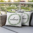 thumbnail image 5 of Outdoor Pillow Covers Spring Watercolor Leaves Welcome Text Waterproof Pillow Cases 24x24 Set of 2, Black White Buffalo Throw Pillow Cover Pillowcase for Patio Balcony Couch Garden, 5 of 9