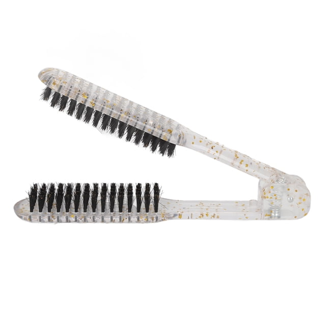 Cepillo de doble cara con abrazadera y mango ergonómico de nailon antiestático para alisar el cabello, transparente