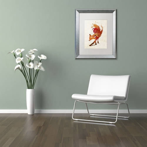 Trademark Fine Art 'Vulpes Vulpes' Canvas Art by Robert Farkas, White Matte, Silver Frame