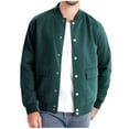 thumbnail image 2 of Maoxin Jackets for Men Lapel Leather Jacket Casual Loose Men's Leather Jacket Solid Color Long Sleeved Hooded Casual Jacket/jacket Green M, 2 of 8