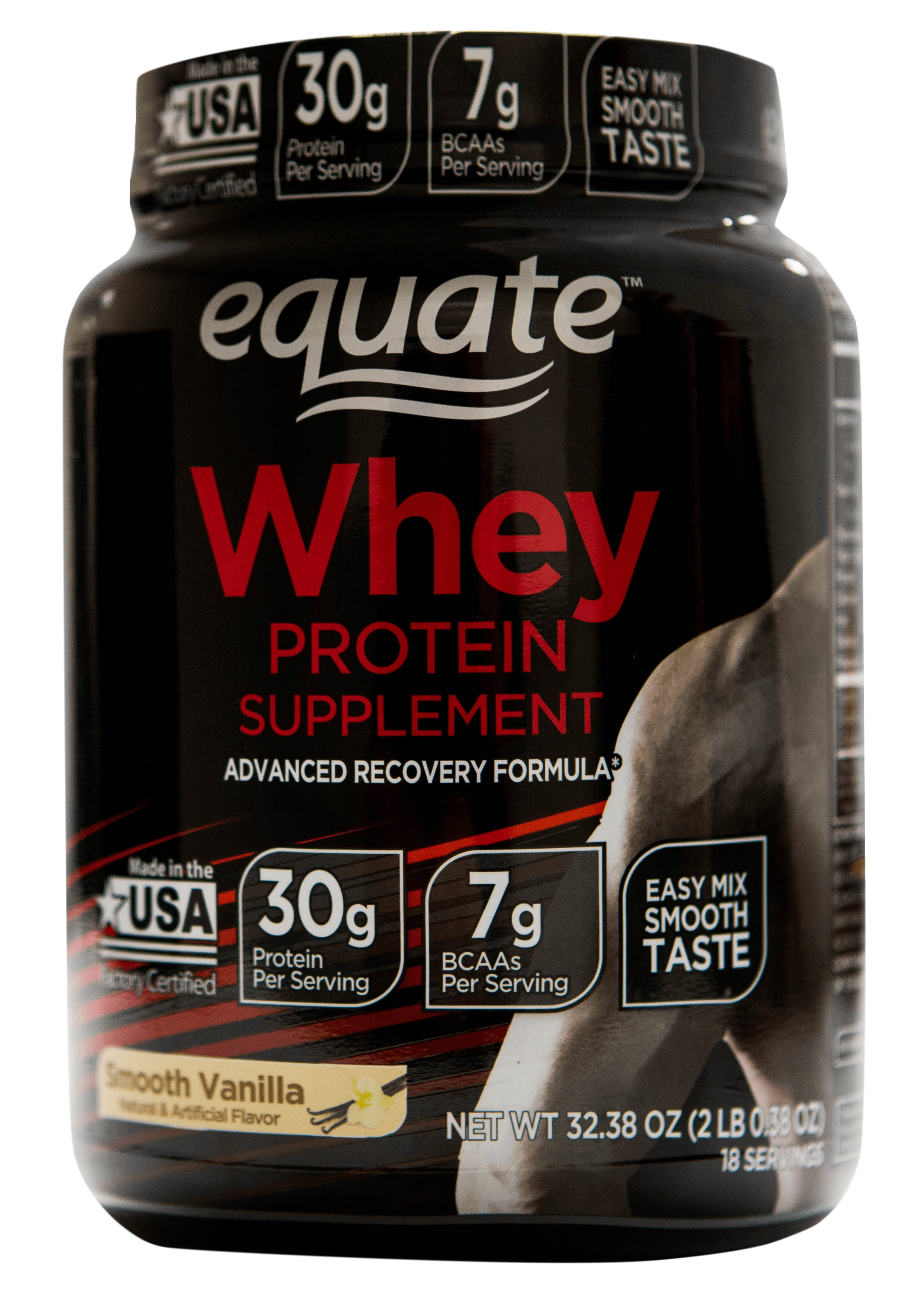 Equate BCAA, Vanilla & Whey Protein Supplements, Smooth Vanilla, 50 g, 32.38 oz -