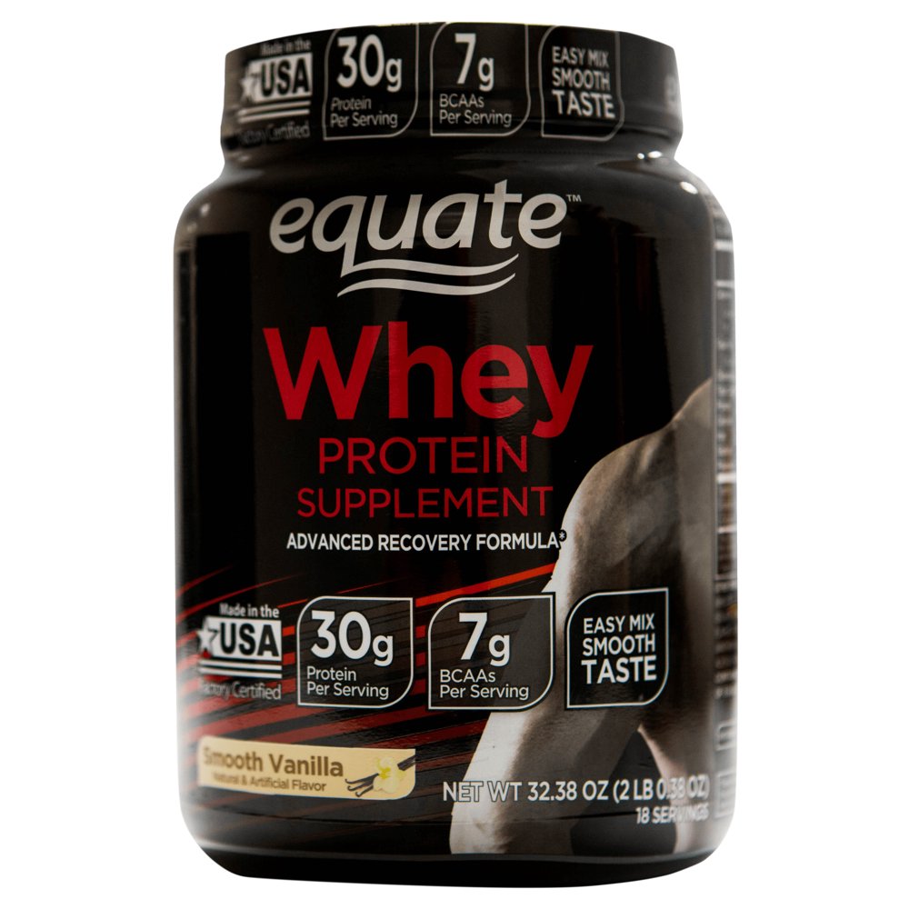 Equate BCAA, Vanilla & Whey Protein Supplements, Smooth Vanilla, 50 g