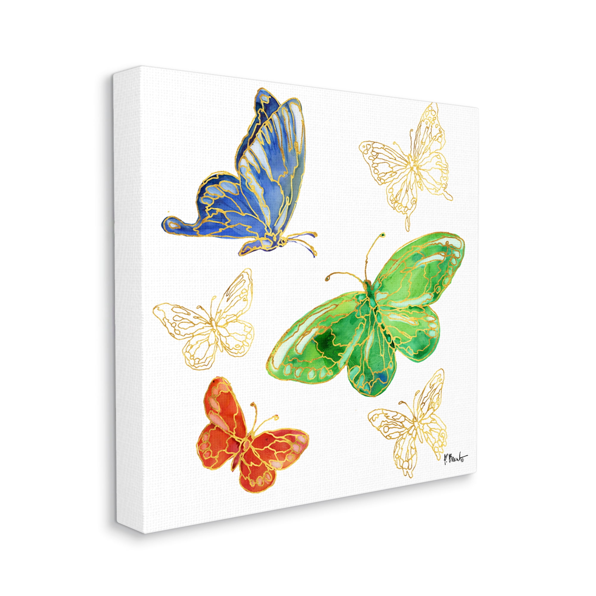 Stupell Industries Butterflies Glam Outline Animals & Insects Painting Gallery Wrapped Canvas Art Print Wall Art, 36 x 36