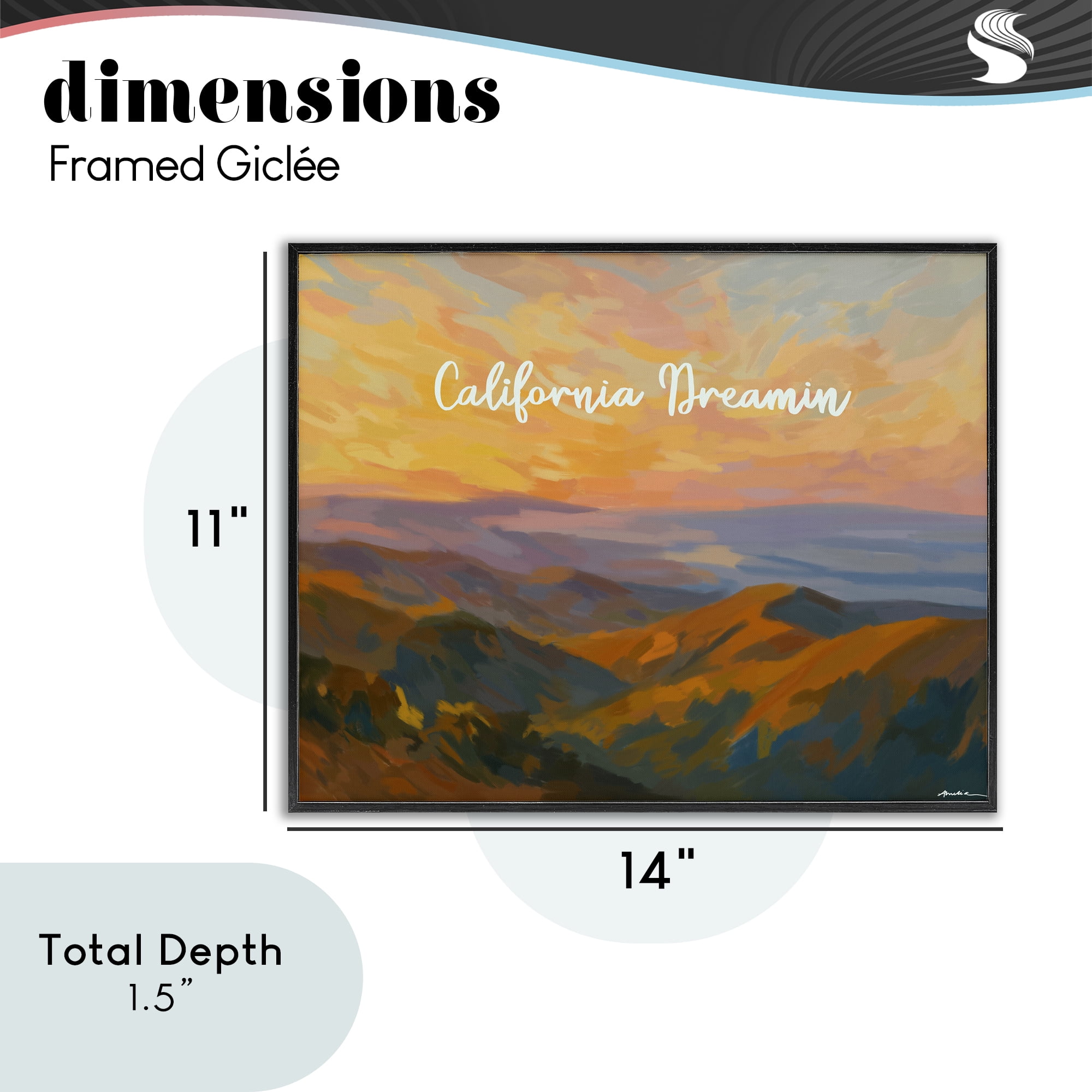 Stupell Industries California Dreamin' Mountains Black Framed Giclee Art, design by Amelia Noyes