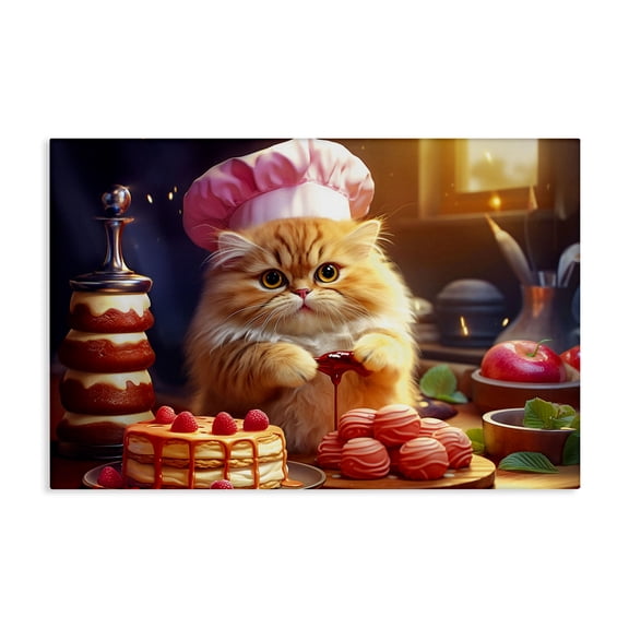 Stupell Industries Farmhouse Fluffy Baker Cat Canvas Art, 24 x 16, by Image World