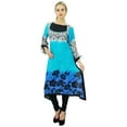 thumbnail image 4 of Bimba Designer Ethnic Indian Kurta Kurti Rayon Tunic Blouse With Asymmetrical Hem, 4 of 9