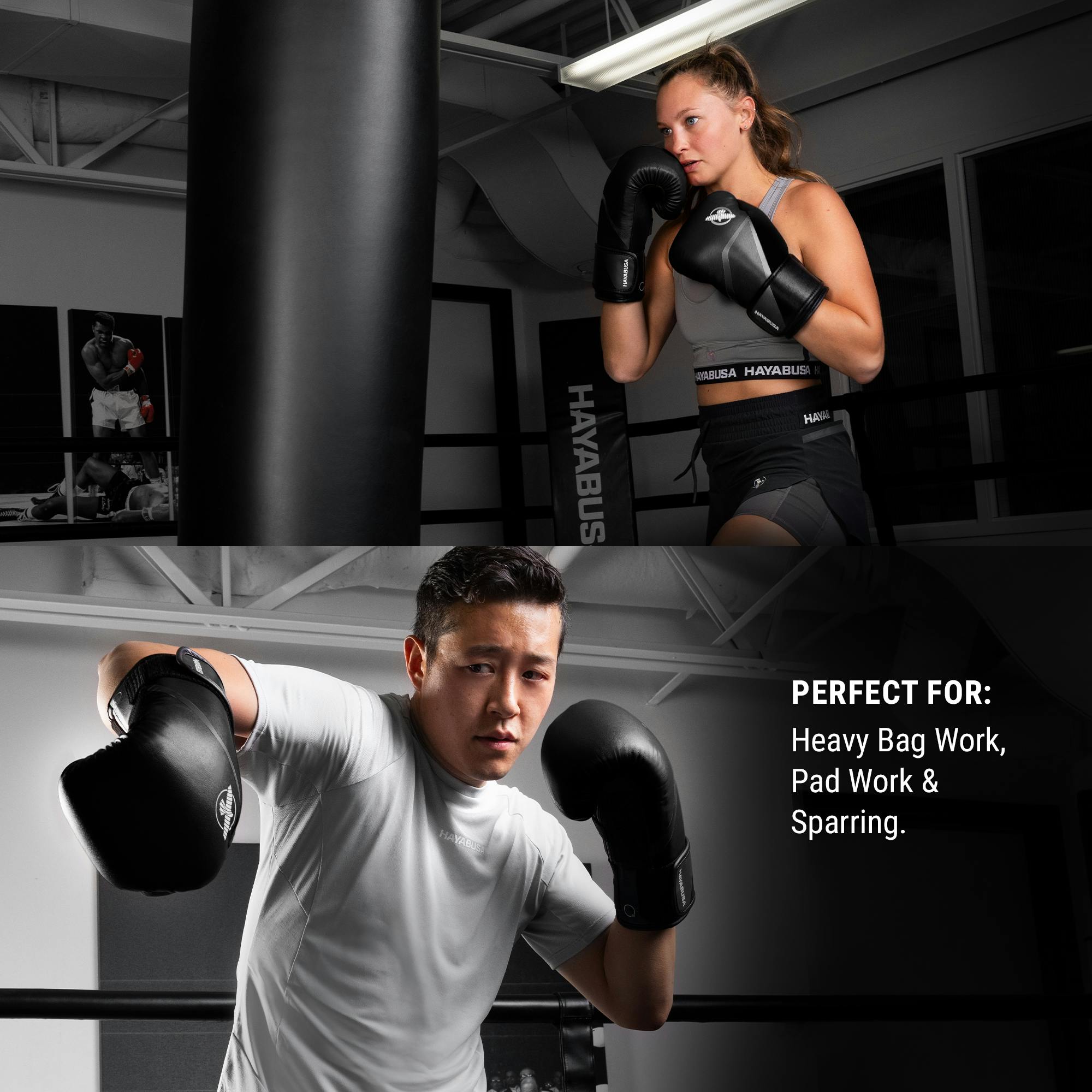 Hayabusa E1 Boxing Gloves for Men and Women - Black/Grey, 18oz