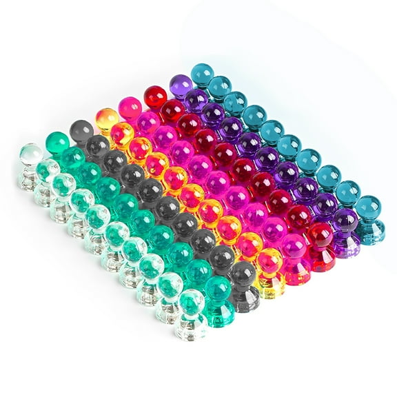 80Pcs Mini Fridge Magnets, Colorful Push Pin Magnets, 8 Assorted Color Strong Magnetic Push Pins for Whiteboard, Cute Decorative Refrigerator Magnet for Home School Classroom Kitchen Office
