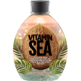 Vitamin Sea Natural Bronzer Indoor Tanning Bed Lotion w/ Coconut Oil, & Coconut Juice - Streak/Stain-Free Finish, Tattoo Anti-Fade Formula, Great For Sensitive Skin - 13.5oz