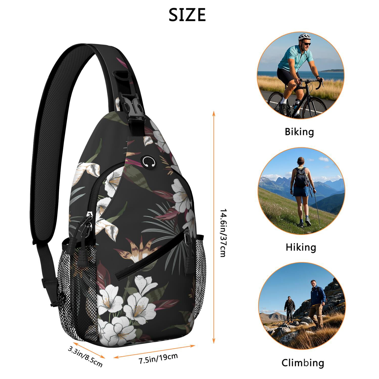 Hawaiian Jungle Crossbody Bag - Durable & Comfortable Sling Bag - Anti-Theft Design for Commuting, Biking, Urban Lifestyle