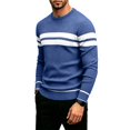 thumbnail image 6 of Men Sweaters Striped Crew Neck Long Sleeve Loose Fit Soft Cozy Lightweight Pullover Sweater Tops Warm Fall Winter Basic Knitwear, 6 of 7