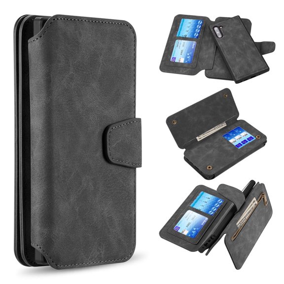 GSA Luxury Detachable Wallet Case for Samsung Galaxy Note 10 (6.3") Black