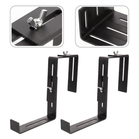 OUNONA Iron Flower Pot Bracket Black Coated Heavy Duty for Balcony and Deck 1Set