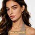 thumbnail image 4 of FindChic Hoop Earrings for Women Stainless Steel Rhombic Pattern Hoops 14K Gold Plated Hollow Tube Loop Earrings Birthday Christmas Jewelry Gifts Her Mom Wife Adults Ideas, 30mm, 4 of 9