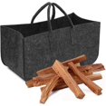 thumbnail image 2 of Felt Firewood Bag for Wood with Handles Grey Handy Storage Basket Rack, 2 of 5