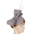 thumbnail image 4 of Tocados vintage de lino con lazo, sombrero pastillero, diadema Derby para fiesta gris, 4 of 6