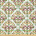 thumbnail image 2 of Ambesonne Damask Fabric by the Yard Microfiber, Colorful Vintage Floral Art, 3 Yards, Apricot Mauve Taupe White, 2 of 2