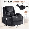 thumbnail image 2 of JMYMRY Swivel Rocker Recliner Chair with Vibration Massage and Heating, Cup Holders and Side Pockets, Adjustable Lounge Chair for Living Room, Black, 2 of 8