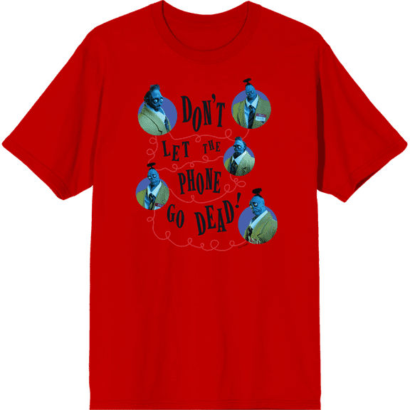 Beetlejuice Beetlejuice Don't Let The Phone Go Dead Red Men's Crew Neck Short Sleeve Tee-Large